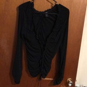 Express sexy long sleeve black top.